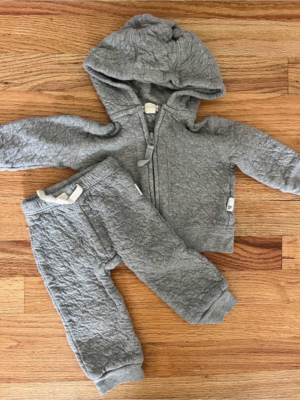 Burt's Bees Baby Gray Quilted Joggers & Hoodie Set